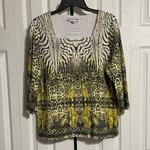 Rebecca Malone cotton blend knit sparkle tee shirt top blouse size LARGE
